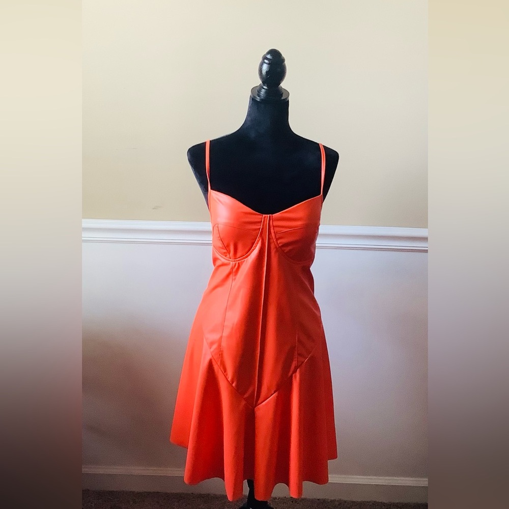 Rebdolls Fiery Orange Spaghetti Strap Dress